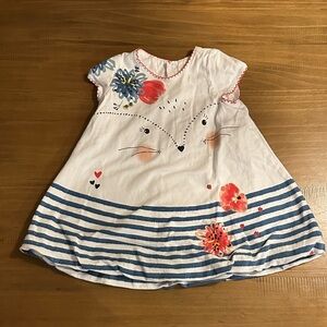 Catimini White and Blue Striped Kids Dress- 100% Cotton